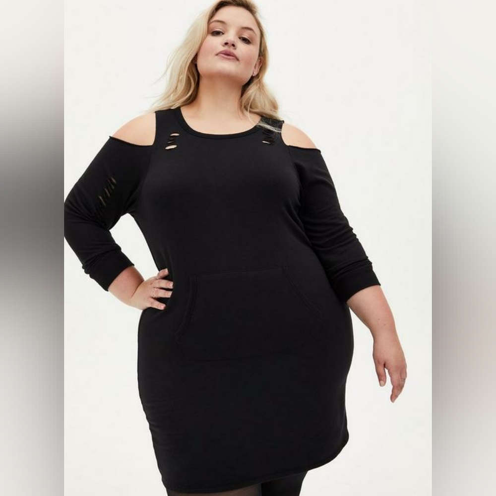 Torrid Cold Shoulder Destructed Jersey Dress